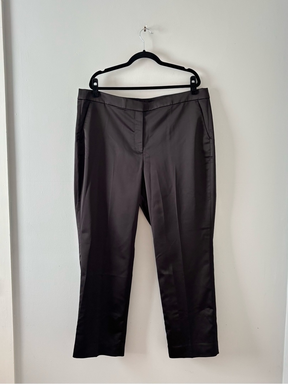 J. Crew Collection NWT Full-Length Kate Straight-Leg Pant Structured Satin Black